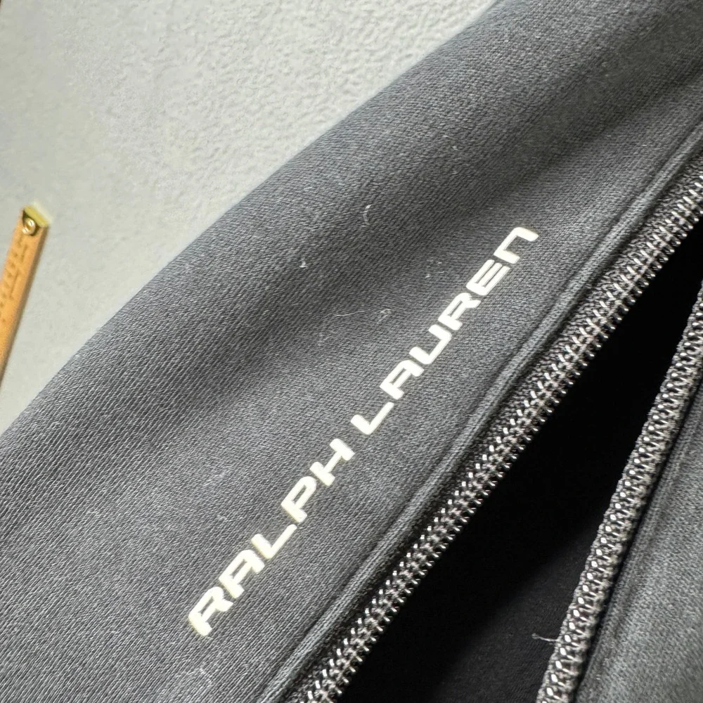 Polo Ralph Lauren Performance Mens Size XL Black Full Zip Track Jacket Red Trim‎